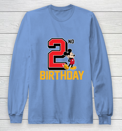 Disney Mickey Mouse My 2nd Birthday Long Sleeve T Shirt Tee For Sports