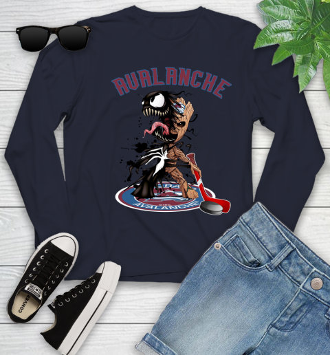 NHL Colorado Avalanche Hockey Venom Groot Guardians Of The Galaxy Youth Long Sleeve 3