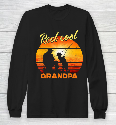 GrandFather gift shirt Vintage Fishing Reel Cool Grandpa Gift Fathers Mothers T Shirt Long Sleeve T-Shirt