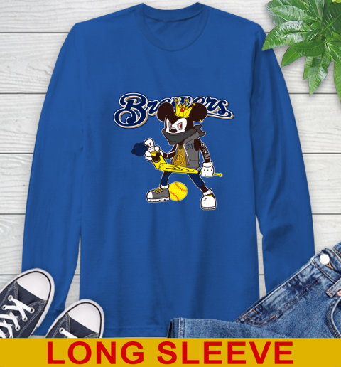 Milwaukee Brewers MLB Baseball Mickey Peace Sign Sports Long Sleeve T-Shirt - Image 10