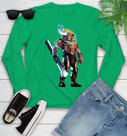NFL Thanos Gauntlet Avengers Endgame Football Minnesota Vikings Youth Long Sleeve 6