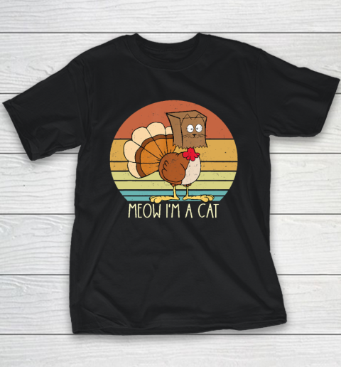 Thanksgiving Funny Turkey Fake Cat Retro Youth T-Shirt