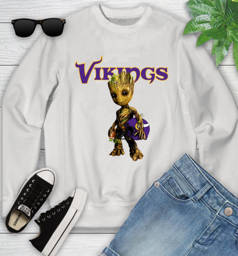 Minnesota Vikings NFL Football Groot Marvel Guardians Of The Galaxy Youth Sweatshirt