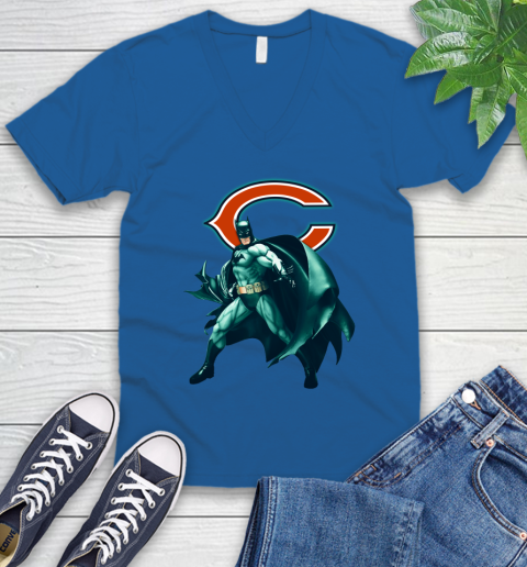 NFL Batman Football Sports Chicago Bears V-Neck T-Shirt 6