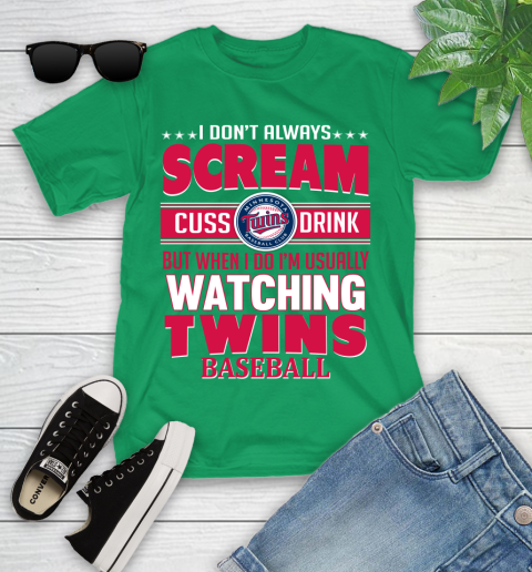 Minnesota Twins MLB I Scream Cuss Drink When I'm Watching My Team Youth T-Shirt 8