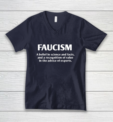 FAUCISM A belief in science and facts V-Neck T-Shirt 2