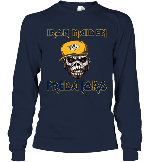 NHL Nashville Predators Iron Maiden Rock Band Music Hockey Sports WLKJ0J62R9J long sleeve tee 14 95 151514 front navy
