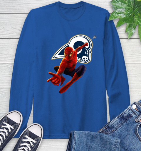 NFL Spider Man Avengers Endgame Football Los Angeles Rams Long Sleeve T-Shirt 9
