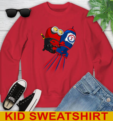 MLB Baseball Texas Rangers Deadpool Minion Marvel Shirt Youth Sweatshirt 7