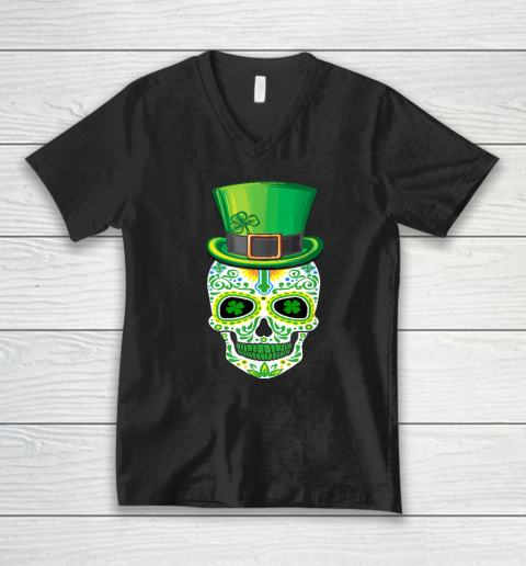 Skull St Patricks Day Irish Funny Saint Patricks Day Of Dead V-Neck T-Shirt