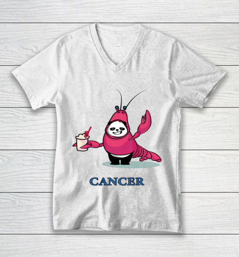 Cancer Zodiac Panda Birthday V-Neck T-Shirt