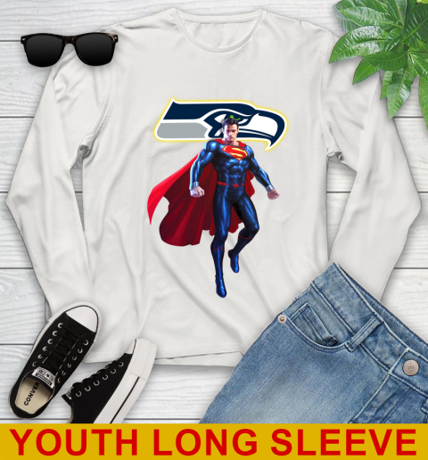 NFL Superman DC Sports Football Seattle Seahawks Youth Long Sleeve 12
