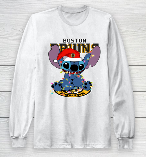 Boston Bruins NHL Hockey noel stitch Christmas Long Sleeve T-Shirt
