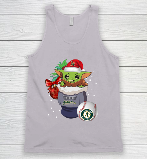 Oakland Athletics Christmas Baby Yoda Star Wars Funny Happy MLB Tank Top 4