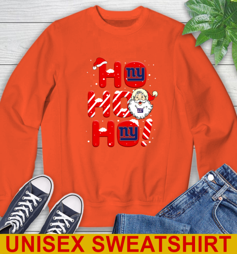 New York Giants NFL Football Ho Ho Ho Santa Claus Merry Christmas Shirt Sweatshirt 3