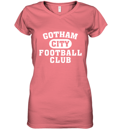 NEW YORK JETS GOTHAM CITY ddhn new york jets gotham city women v neck t shirt 39 front coral