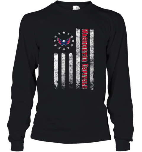 NHL American Flag Hockey Sports Washington Capitals Youth Long Sleeve