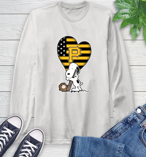 Pittsburgh Pirates MLB Baseball The Peanuts Movie Adorable Snoopy Long Sleeve T-Shirt