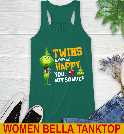 MLB Minnesota Twins Makes Me Happy You Not So Much Grinch Baseball Sports Racerback Tank 5