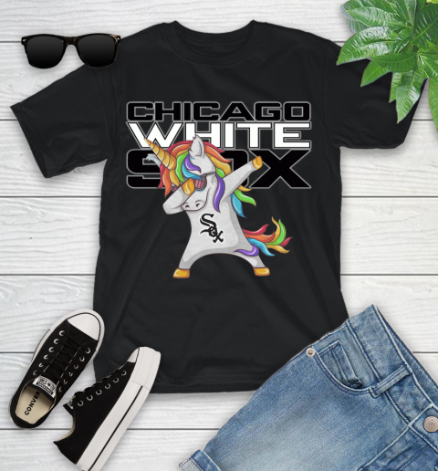 Chicago White Sox MLB Baseball Funny Unicorn Dabbing Sports Youth T-Shirt 2