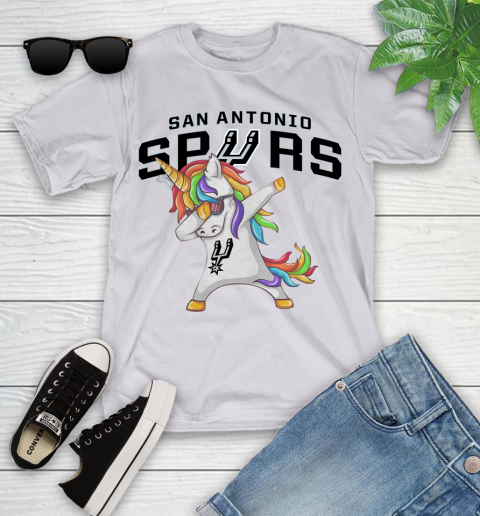 San Antonio Spurs NBA Basketball Funny Unicorn Dabbing Sports Youth T-Shirt 4