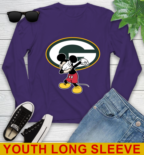 Green Bay Packers NFL Football Dabbing Mickey Disney Sports Youth Long Sleeve 5
