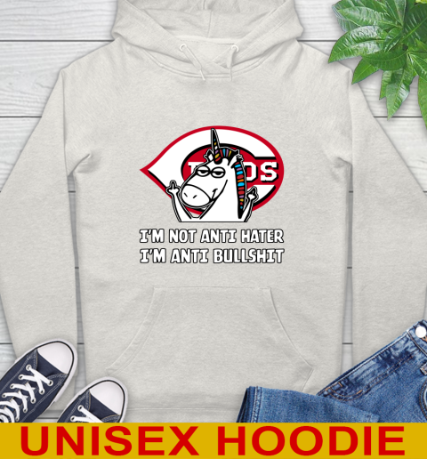 Cincinnati Reds MLB Baseball Unicorn I'm Not Anti Hater I'm Anti Bullshit Hoodie 12