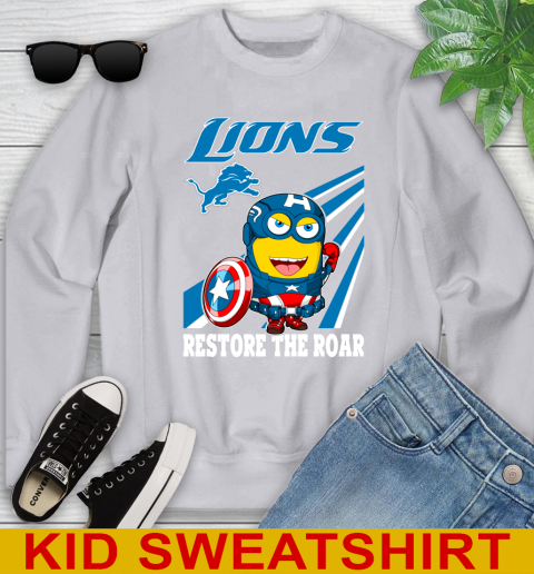 NFL Football Detroit Lions Captain America Marvel Avengers Minion Shirt Youth Sweatshirt 3