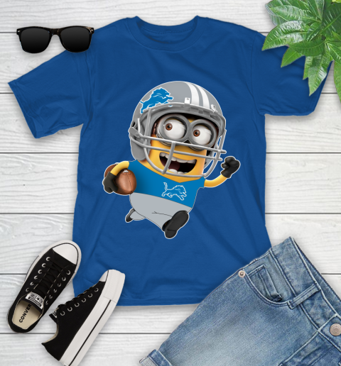 NFL Detroit Lions Minions Disney Football Sports Youth T-Shirt 9
