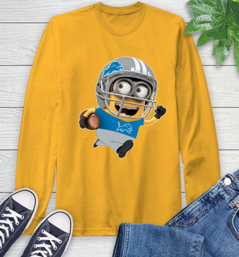 NFL Detroit Lions Minions Disney Football Sports Long Sleeve T-Shirt 3