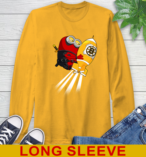 NHL Hockey Boston Bruins Deadpool Minion Marvel Shirt Long Sleeve T-Shirt 2