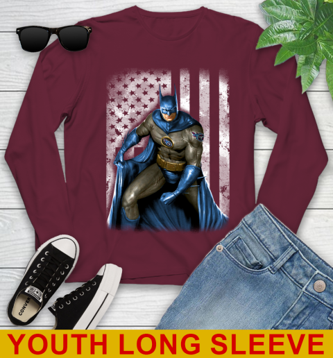 Tennessee Titans NFL Football Batman DC American Flag Shirt Youth Long Sleeve 6