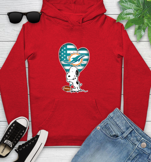 Miami Dolphins NFL Football The Peanuts Movie Adorable Snoopy Youth Hoodie 11