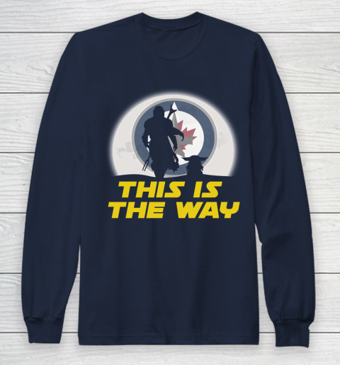 Winnipeg Jets NHL Ice Hockey Star Wars Yoda And Mandalorian This Is The Way Long Sleeve T-Shirt 2