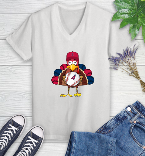 Los Angeles Angels Turkey thanksgiving Women's V-Neck T-Shirt