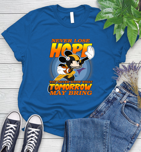 Pittsburgh Steelers NFL Football Mickey Disney Never Lose Hope Women's T-Shirt - Image 13