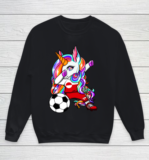Dabbing Unicorn Greenland Soccer Fans Jersey Flag Football Youth Sweatshirt