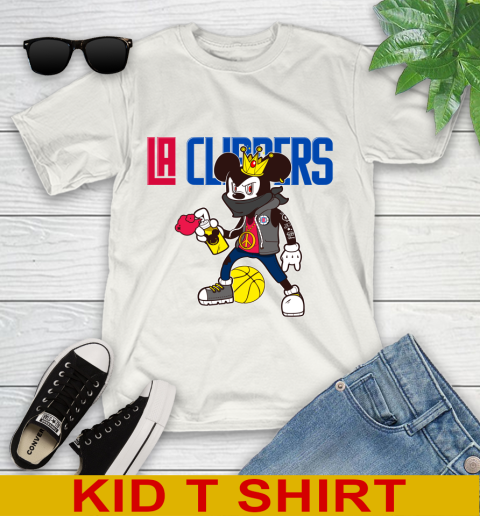 LA Clippers NBA Basketball Mickey Peace Sign Sports Youth T-Shirt