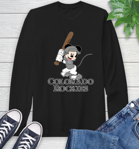 MLB Baseball Colorado Rockies Cheerful Mickey Mouse Shirt Long Sleeve T-Shirt