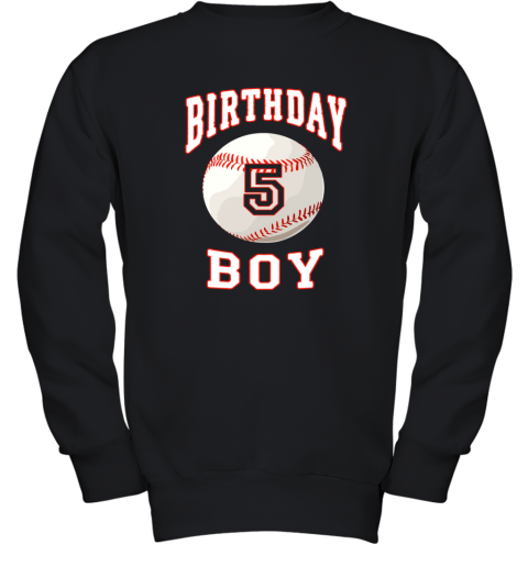 Kids Baseball Bday 5th Birthday Boy Shirt for 5 Years Old Gift Youth Sweatshirt