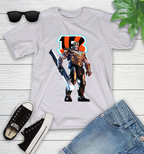 NFL Thanos Gauntlet Avengers Endgame Football Cincinnati Bengals Youth T-Shirt 4