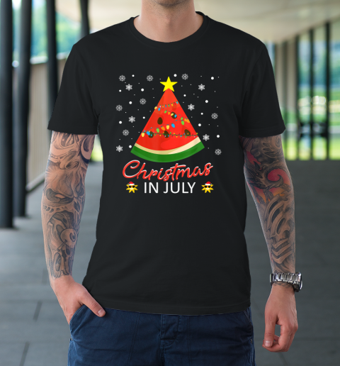 Watermelon Christmas Tree Christmas In July Summer Vacation T-Shirt