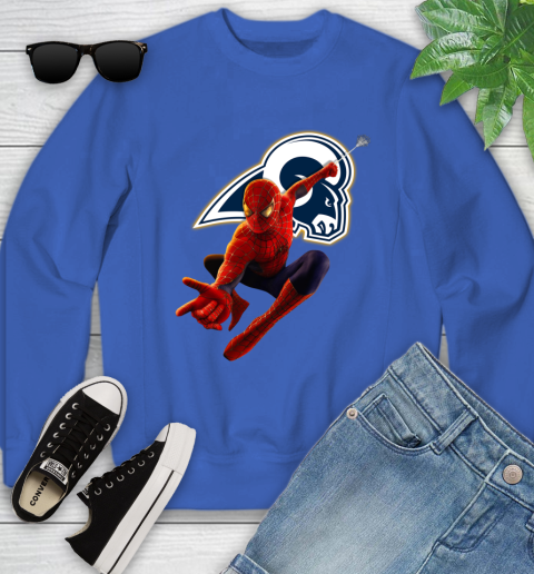 NFL Spider Man Avengers Endgame Football Los Angeles Rams Youth Sweatshirt 8