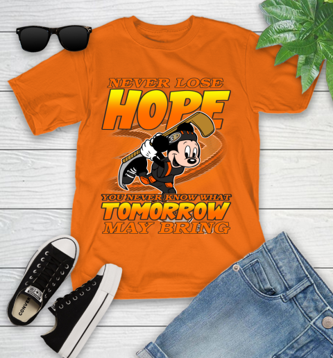 Anaheim Ducks NHL Hockey ootball Mickey Disney Never Lose Hope Youth T-Shirt 9