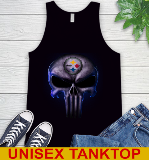 Pittsburgh Steelers NFL Football Punisher Skull Sports Tank Top