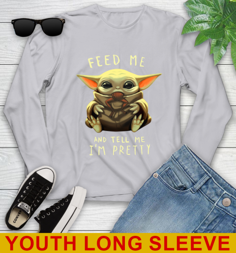Feed Me And Tell Me I'm Pretty Baby Yoda Star Wars Shirts Youth Long Sleeve 5