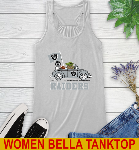 NFL Football Oakland Raiders Darth Vader Baby Yoda Driving Star Wars Shirt Racerback Tank