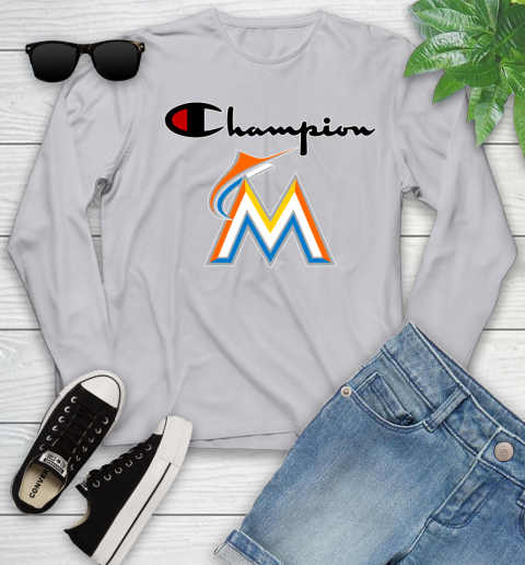 MLB Baseball Miami Marlins Champion Shirt Youth Long Sleeve 3