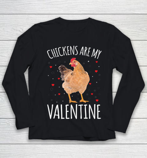 Funny Valentines Day Shirt Farmer Chickens Are My Valentine Youth Long Sleeve