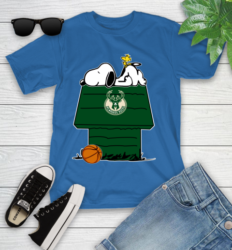 Milwaukee Bucks NBA Basketball Snoopy Woodstock The Peanuts Movie Youth T-Shirt 9